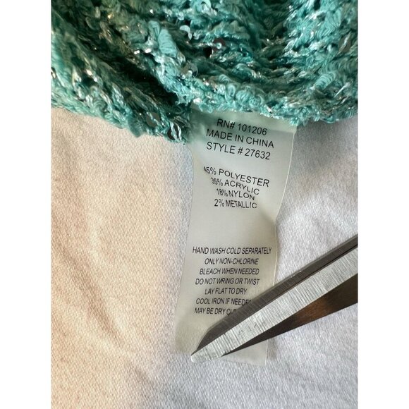 Soft Surroundings Open Cardigan Lg Sparkly Blue Green Mermaid Festival Event - Picture 4 of 5
